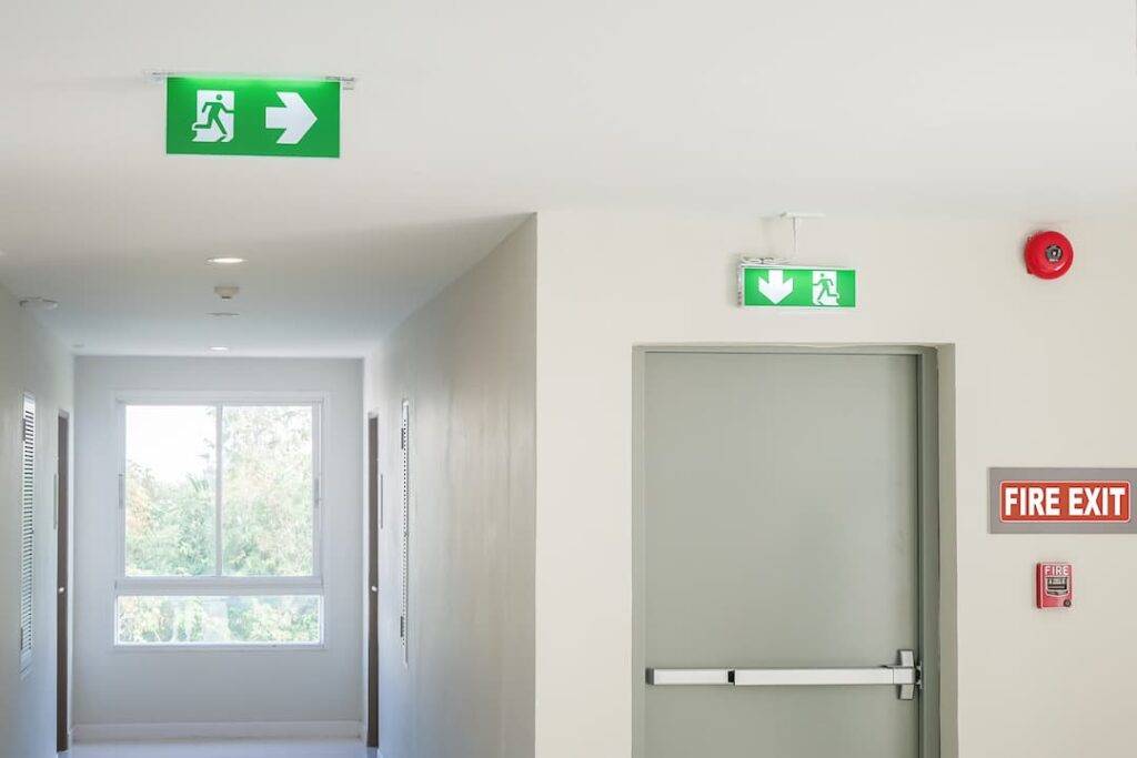 emergency lighting above a door